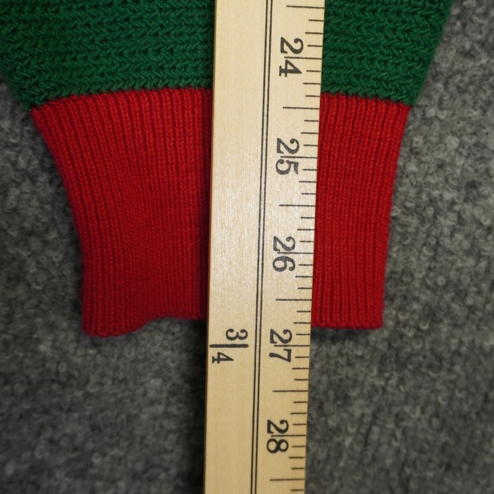 Vintage 90s Lands End Sweater Mens L Green Colorblock Ribbed Cotton Henley USA - Picture 6 of 7